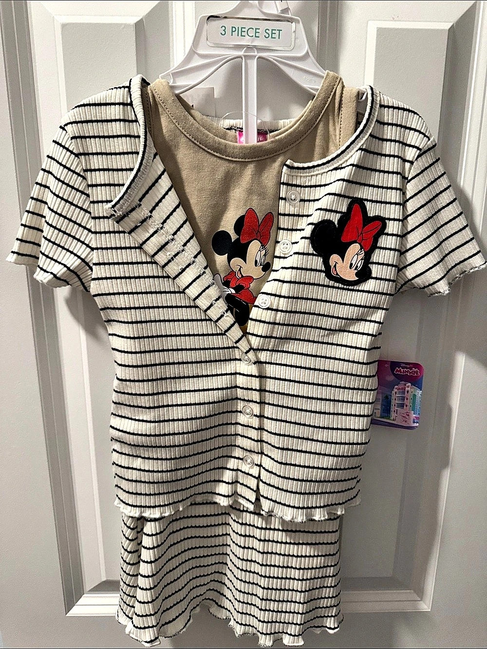 Disney Minnie Mouse Striped Matching Set Girls 4T NWT